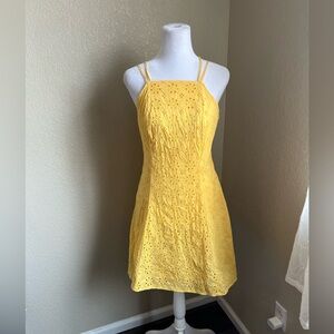 HOLLISTER yellow paisley Halter strap mini dress | medium